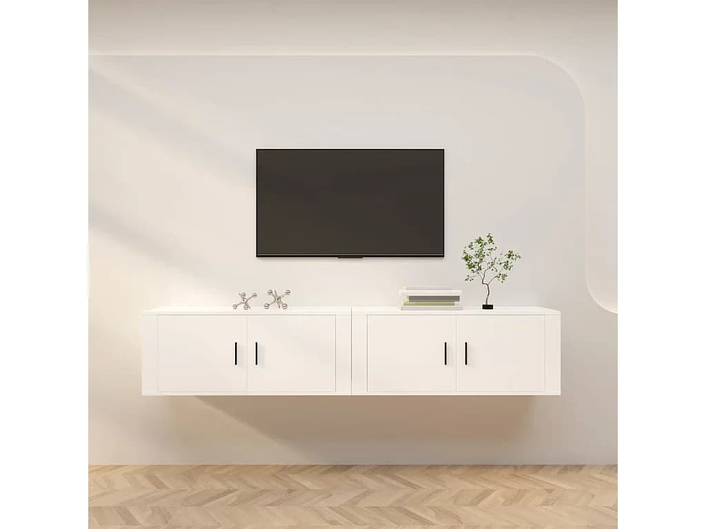 Móveis de TV de parede 2 pcs 100x34,5x40 cm branco