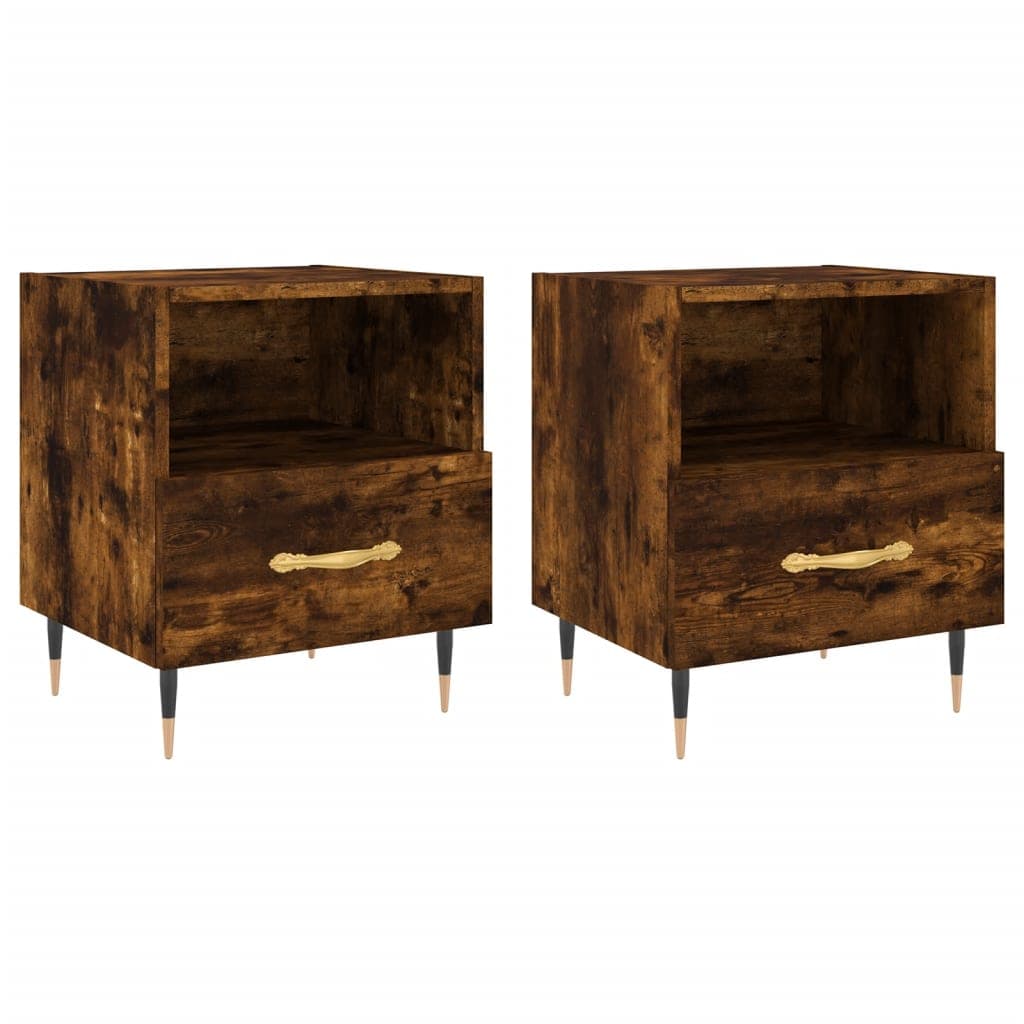 vidaXL Mesa de cabeceira 2 pcs derivados de madeira carvalho fumado