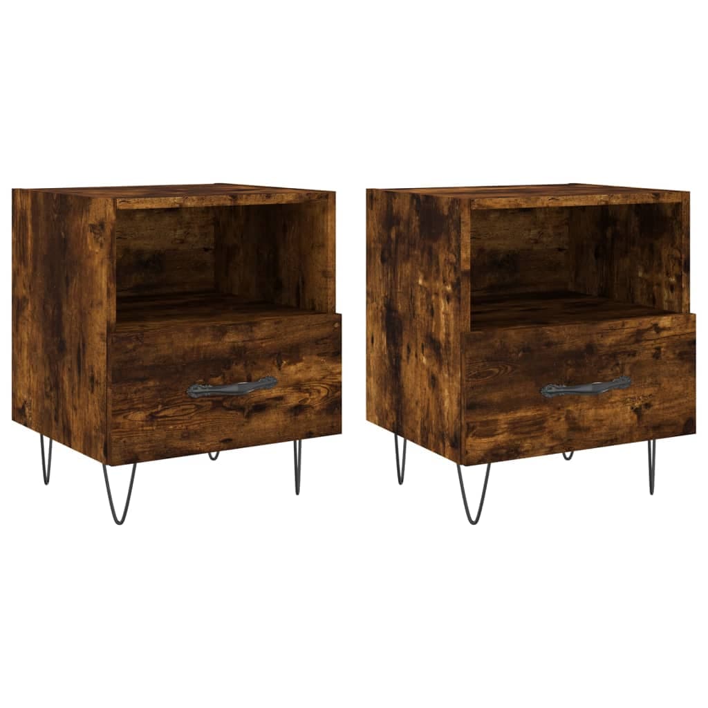 vidaXL Mesa de cabeceira 2 pcs derivados de madeira carvalho fumado