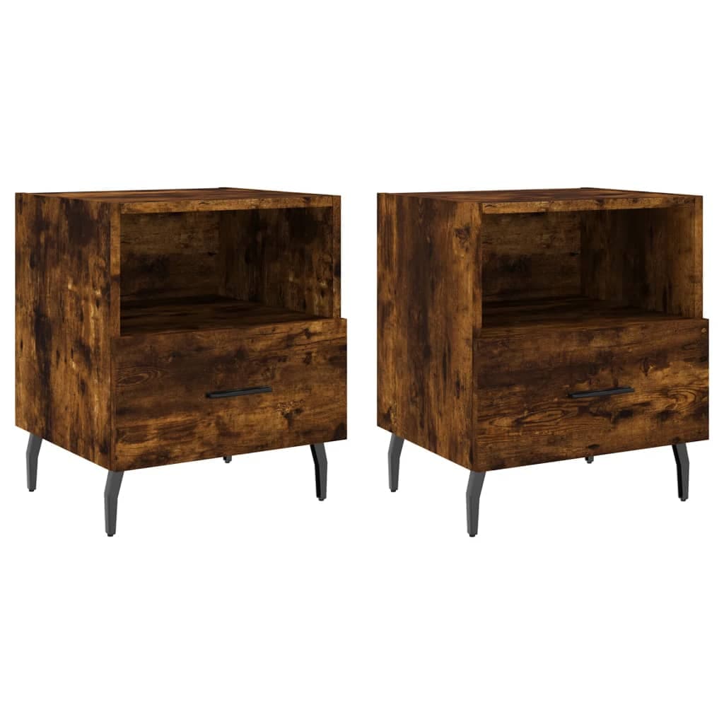 vidaXL Mesa de cabeceira 2 pcs derivados de madeira carvalho fumado