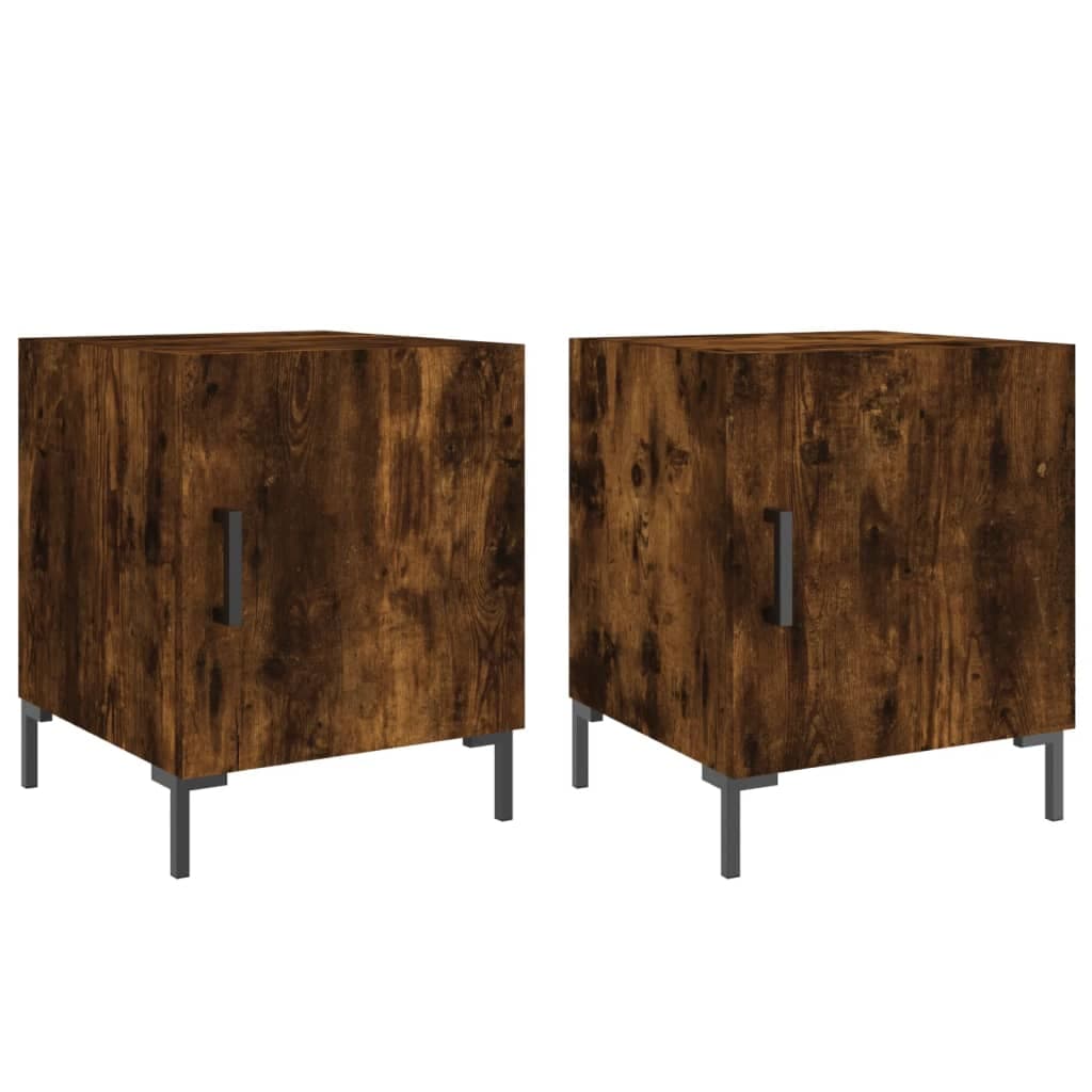 vidaXL Mesa cabeceira 2pcs 40x40x50cm derivado madeira carvalho fumado