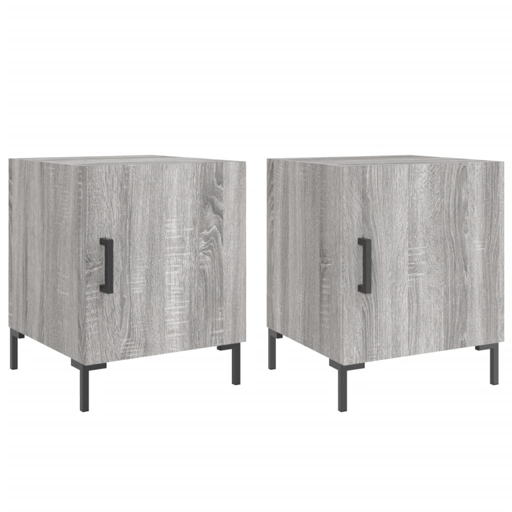 vidaXL Mesa cabeceira 2pcs 40x40x50 cm madeira processada cinza sonoma