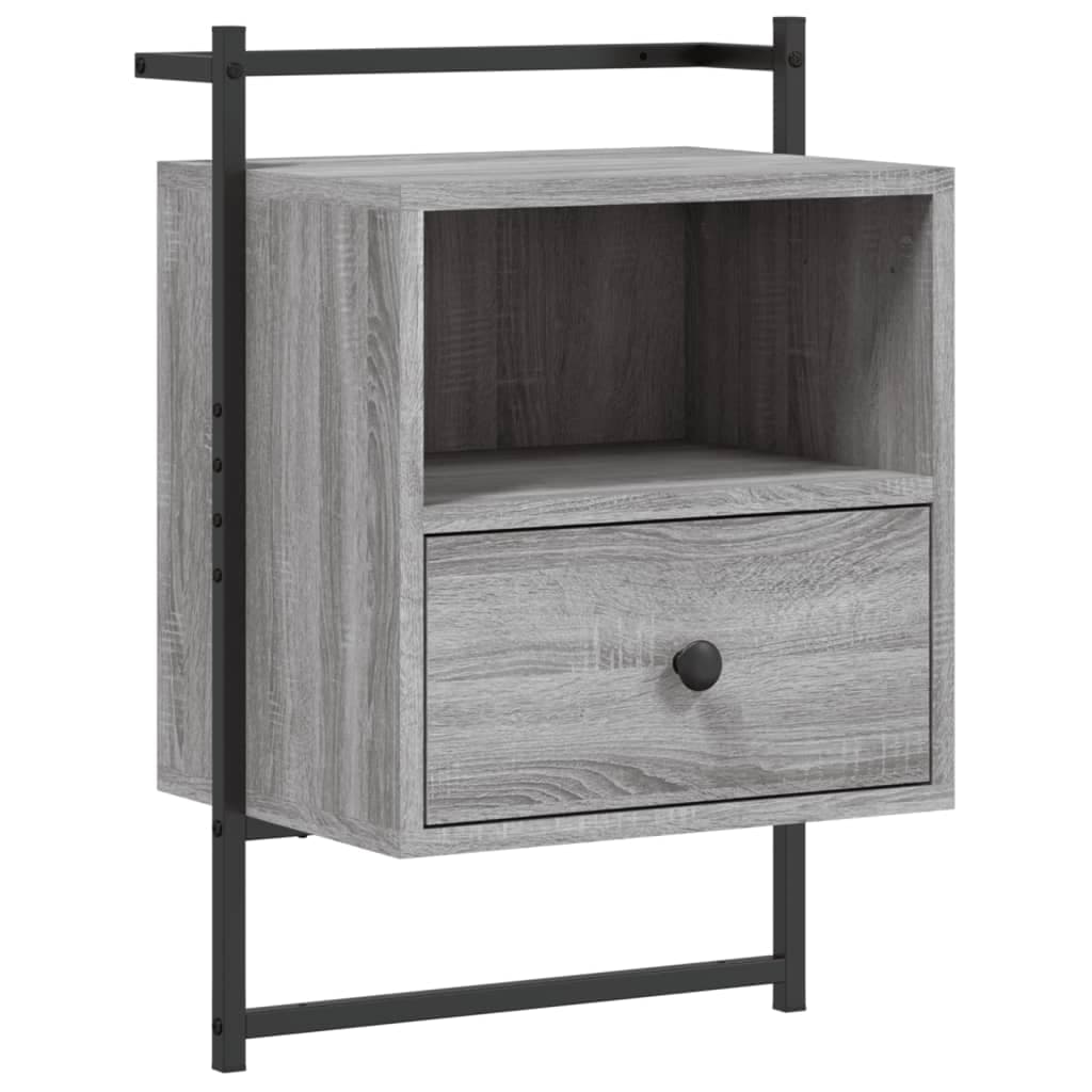 vidaXL Mesa cabeceira parede 40x30x61cm deriv. madeira cinzento sonoma