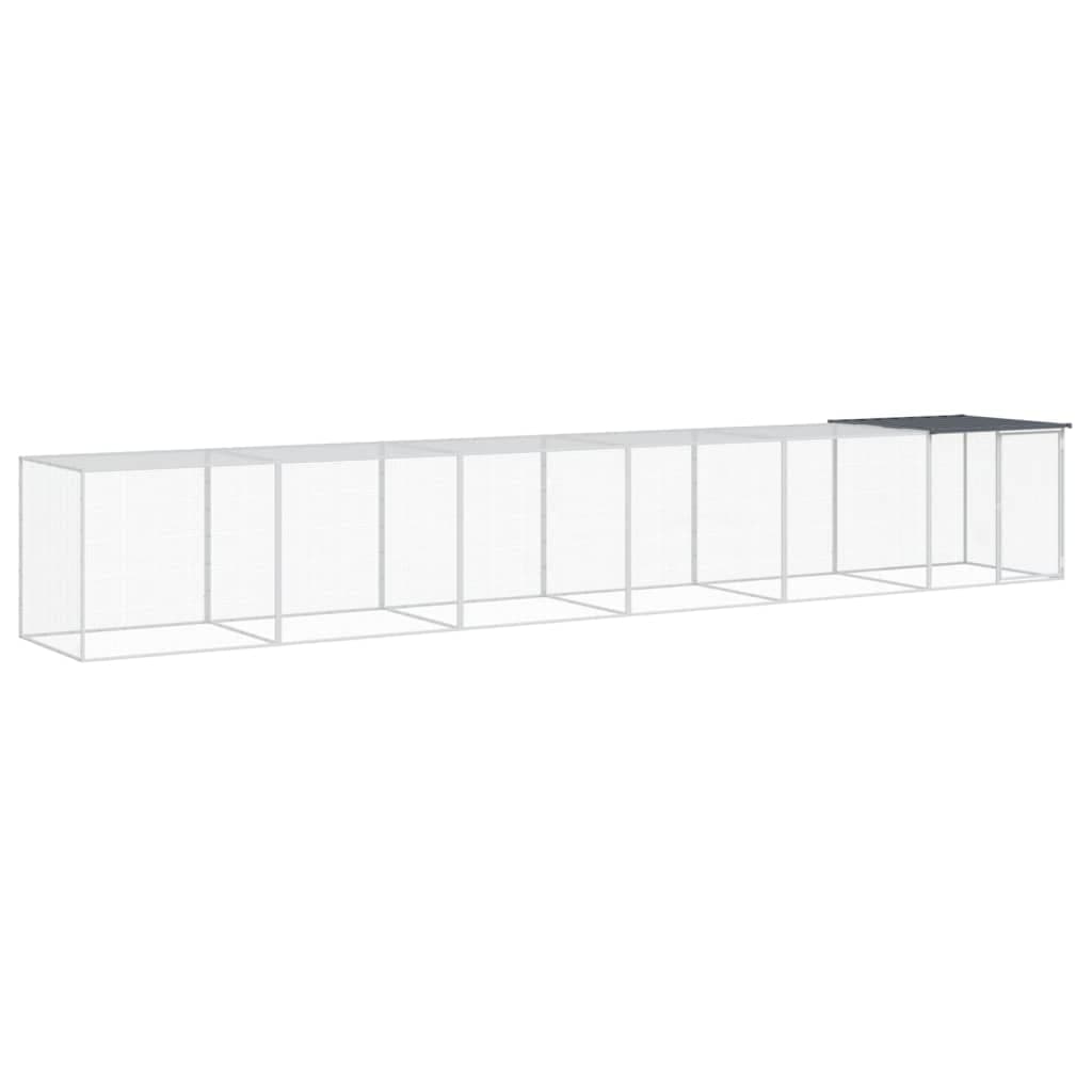 vidaXL Galinheiro com teto 603x98x90 cm aço galvanizado antracite