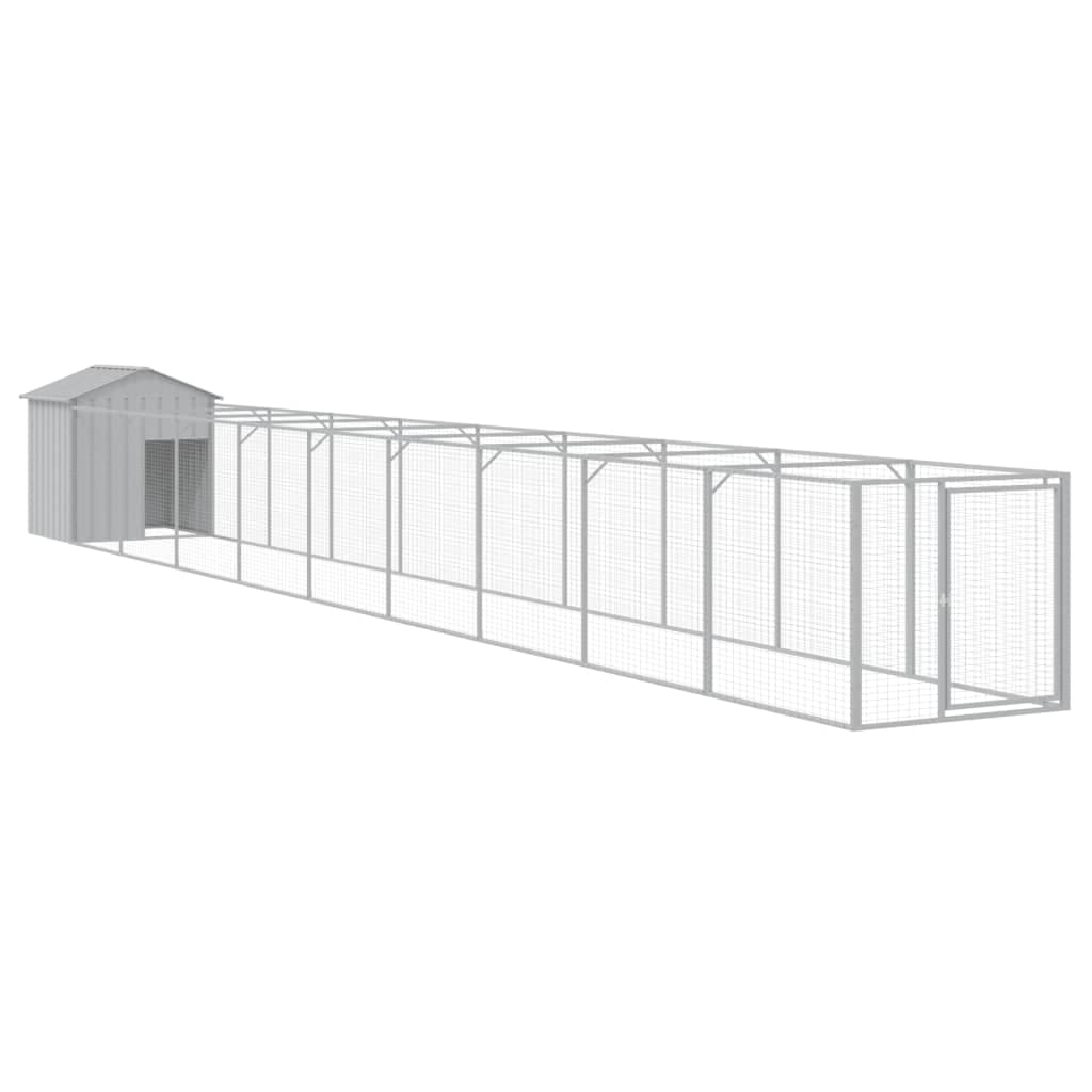 vidaXL Casota para cães com telhado aço galvanizado cinzento-claro