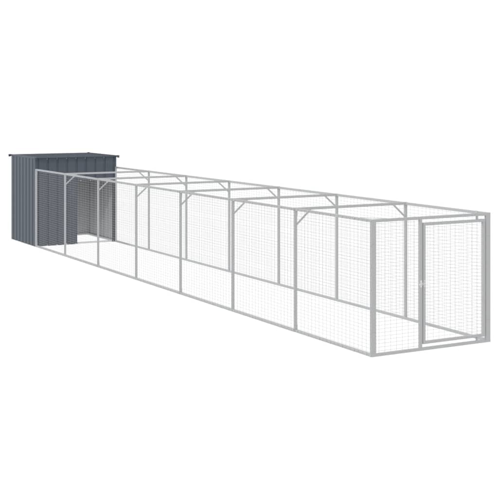 vidaXL Casota p/ cães c/ parque 110x813x110 cm aço galvaniz. antracite