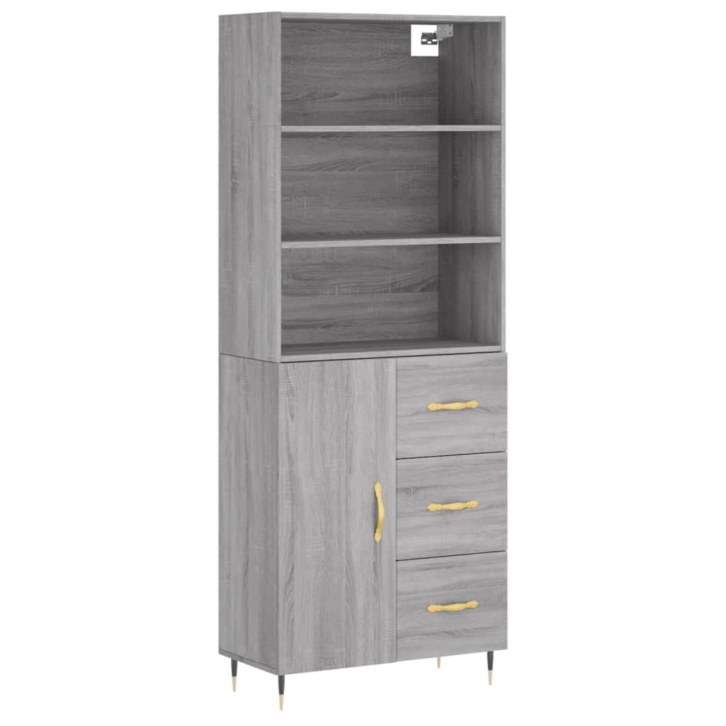 vidaXL Armário alto 69,5x34x180 cm derivados de madeira sonoma cinza