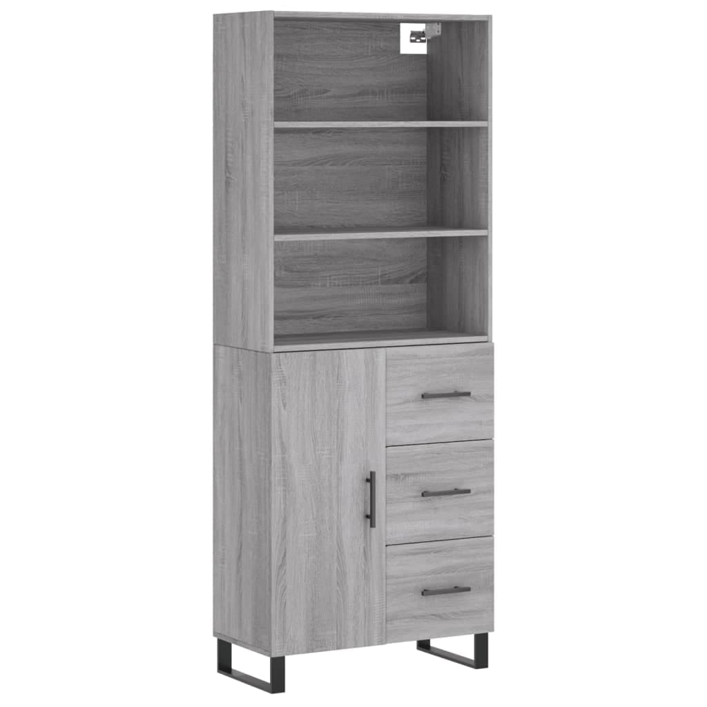 vidaXL Armário alto 69,5x34x180 cm derivados de madeira sonoma cinza
