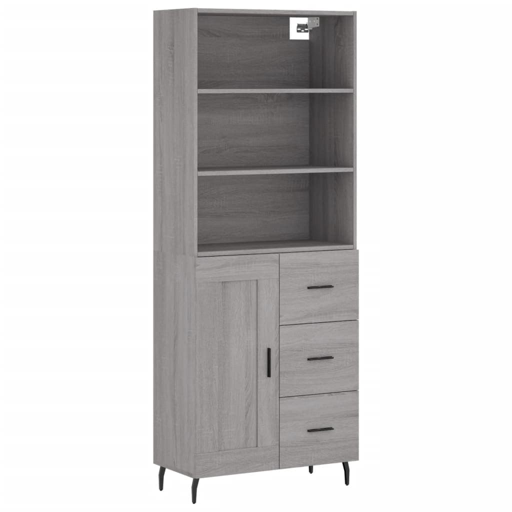 vidaXL Armário alto 69,5x34x180 cm derivados de madeira sonoma cinza
