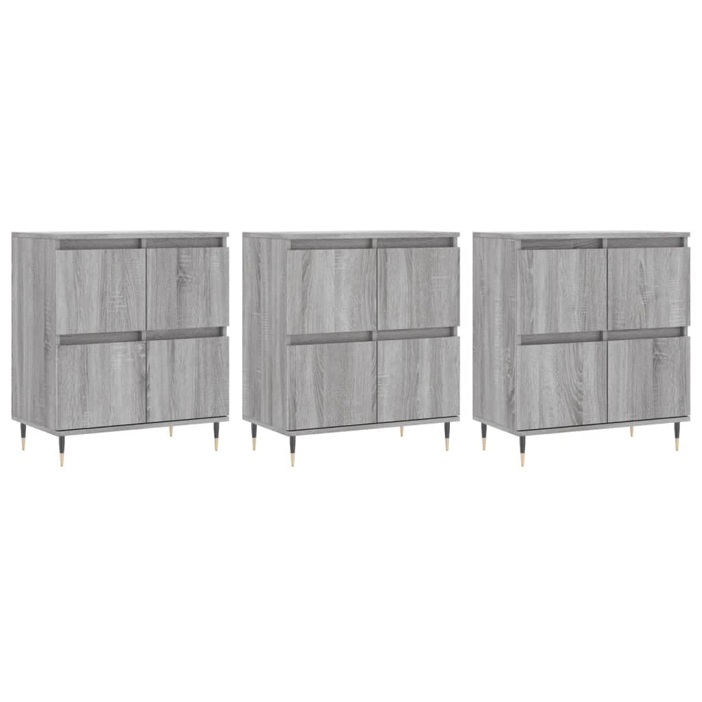 vidaXL Aparadores 3 pcs madeira processada cinzento sonoma