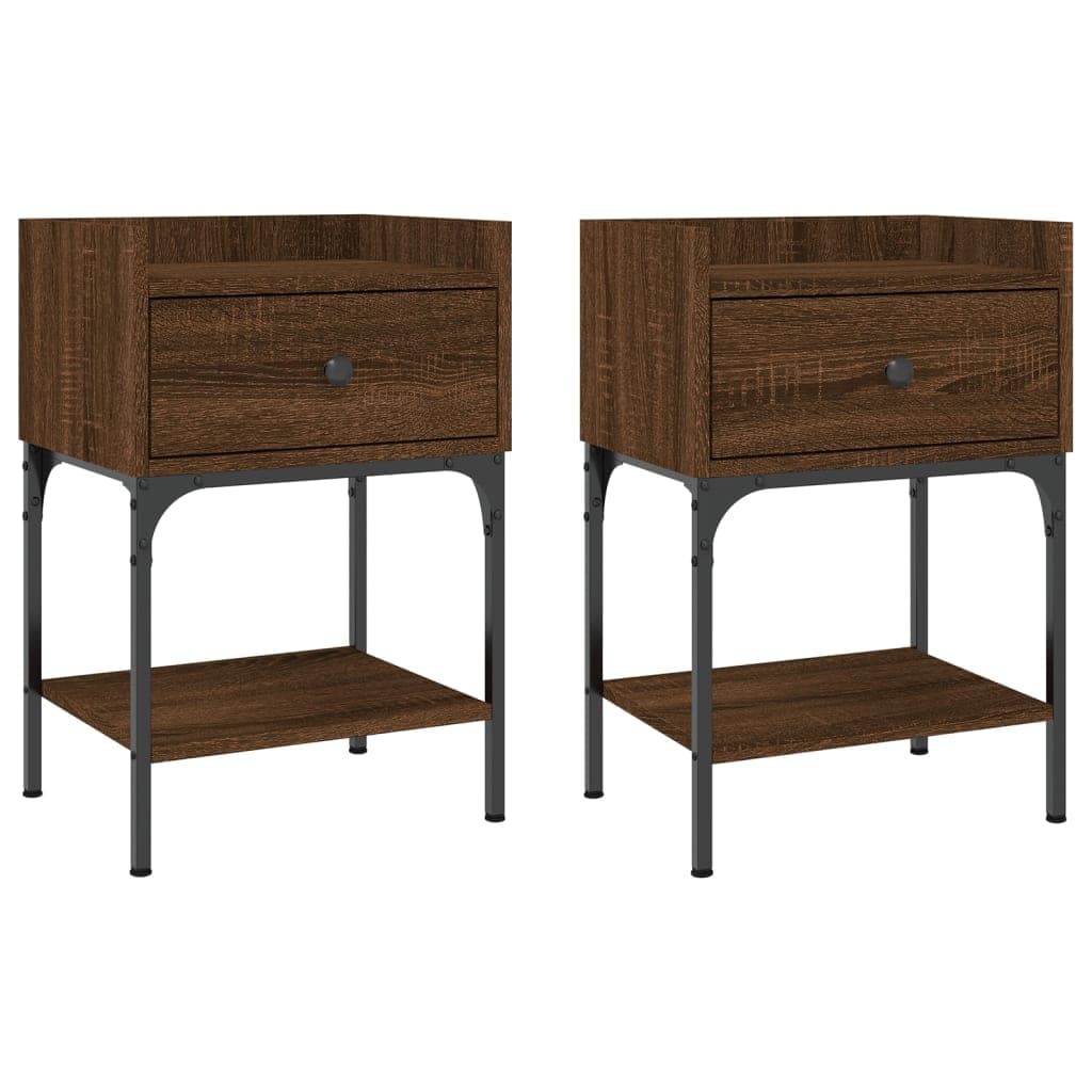 vidaXL Mesas cabeceira 2pcs 40,5x31x60 deriv.madeira carvalho castanho