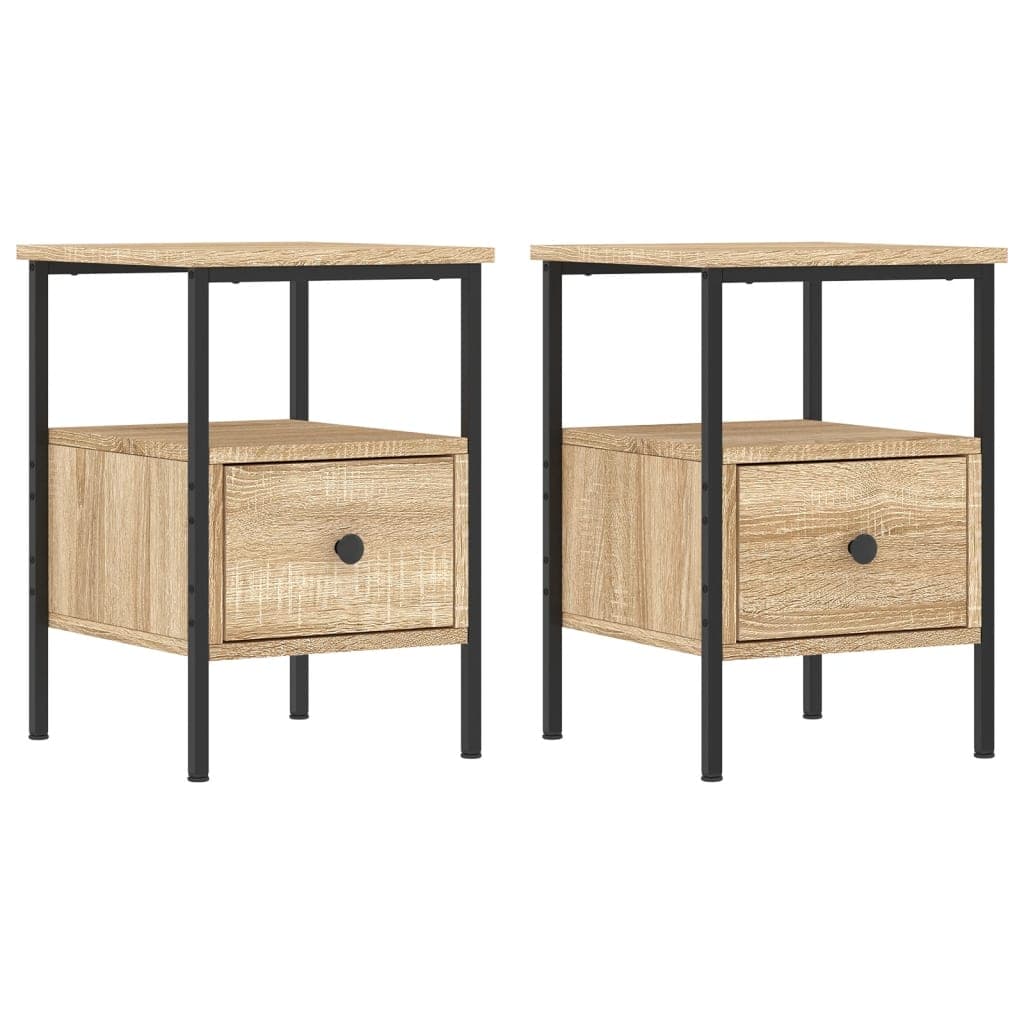 vidaXL Mesas de cabeceira 2pcs derivados de madeira carvalho sonoma