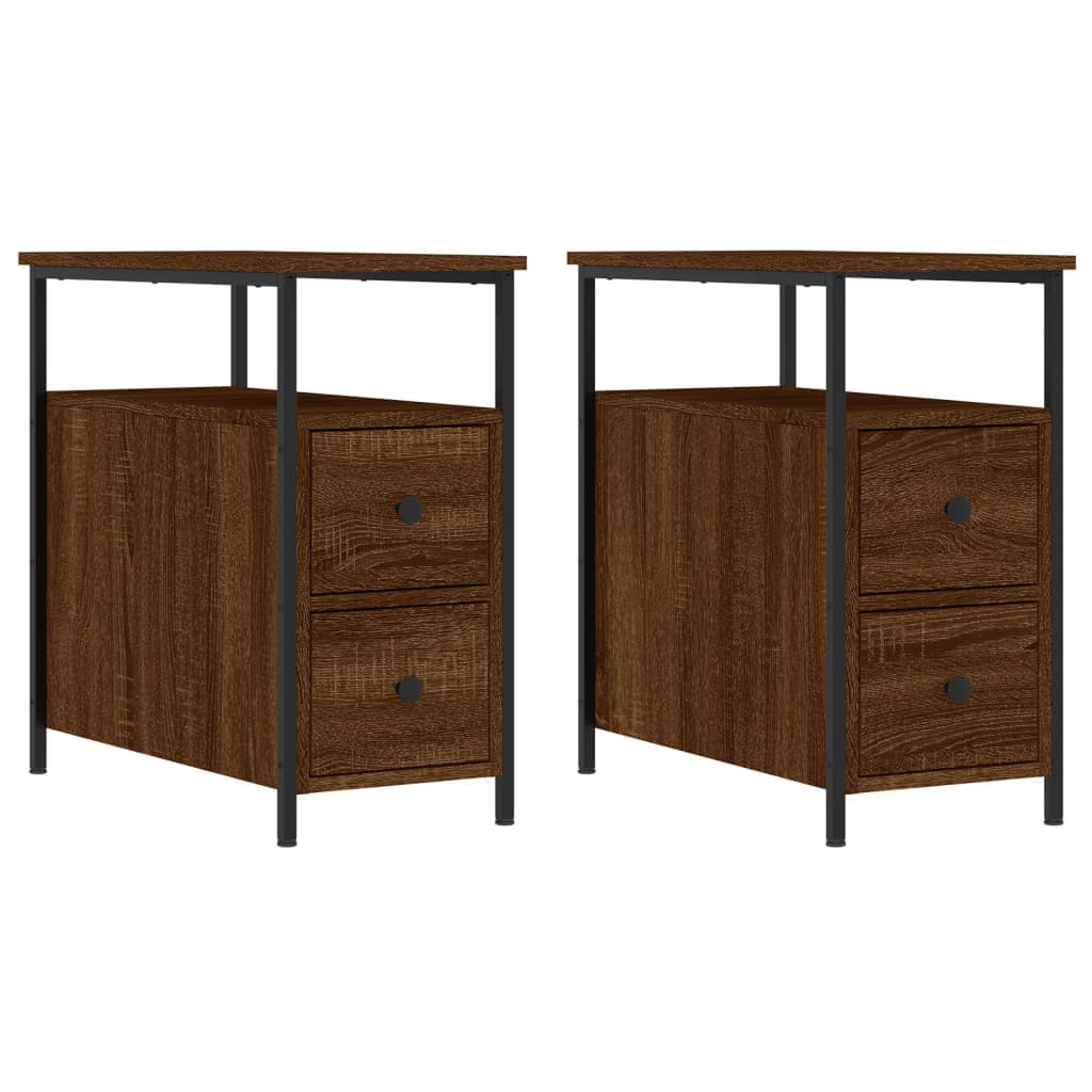 vidaXL Mesas de cabeceira 2 pcs derivados madeira carvalho castanho