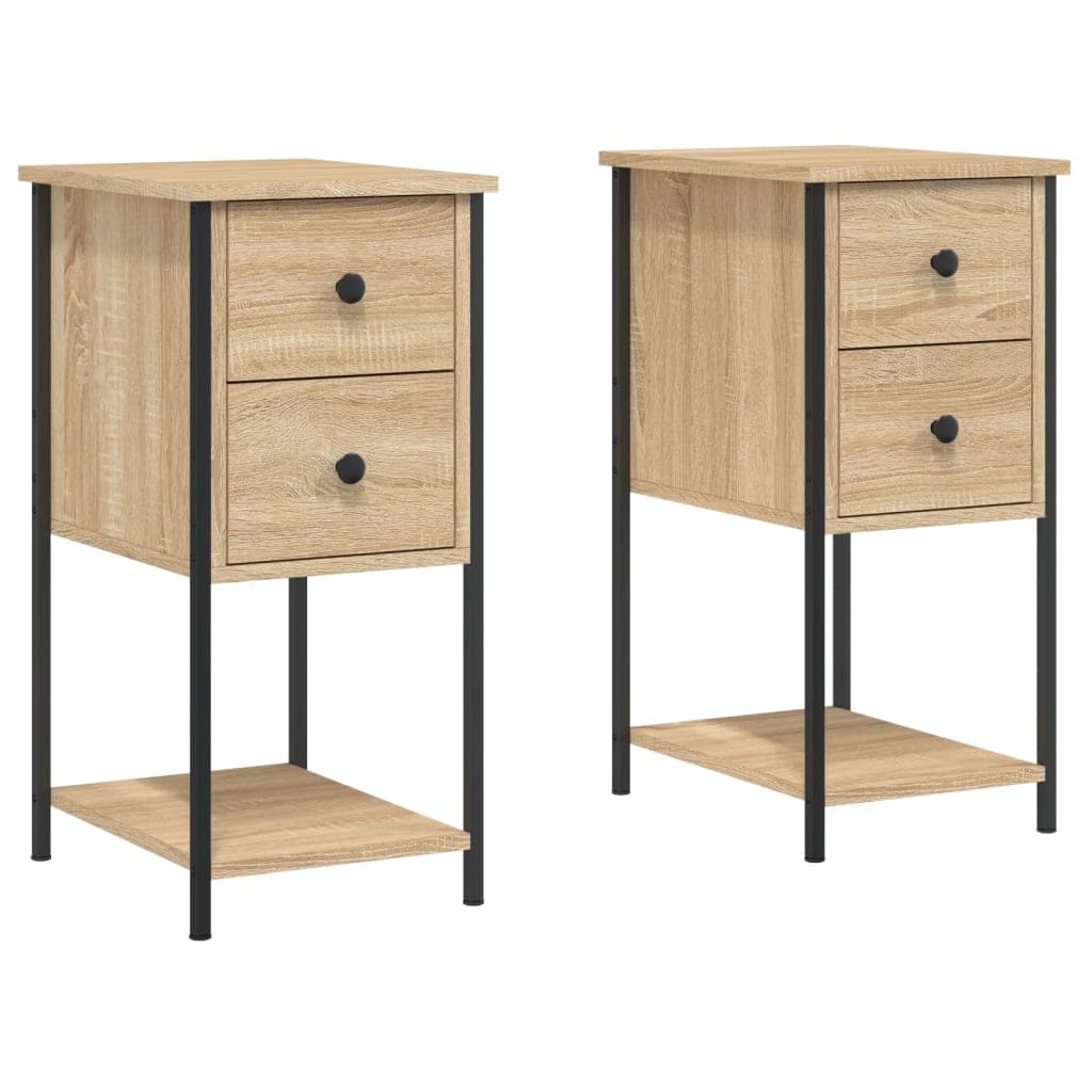 vidaXL Mesas de cabeceira 2 pcs derivados de madeira carvalho sonoma