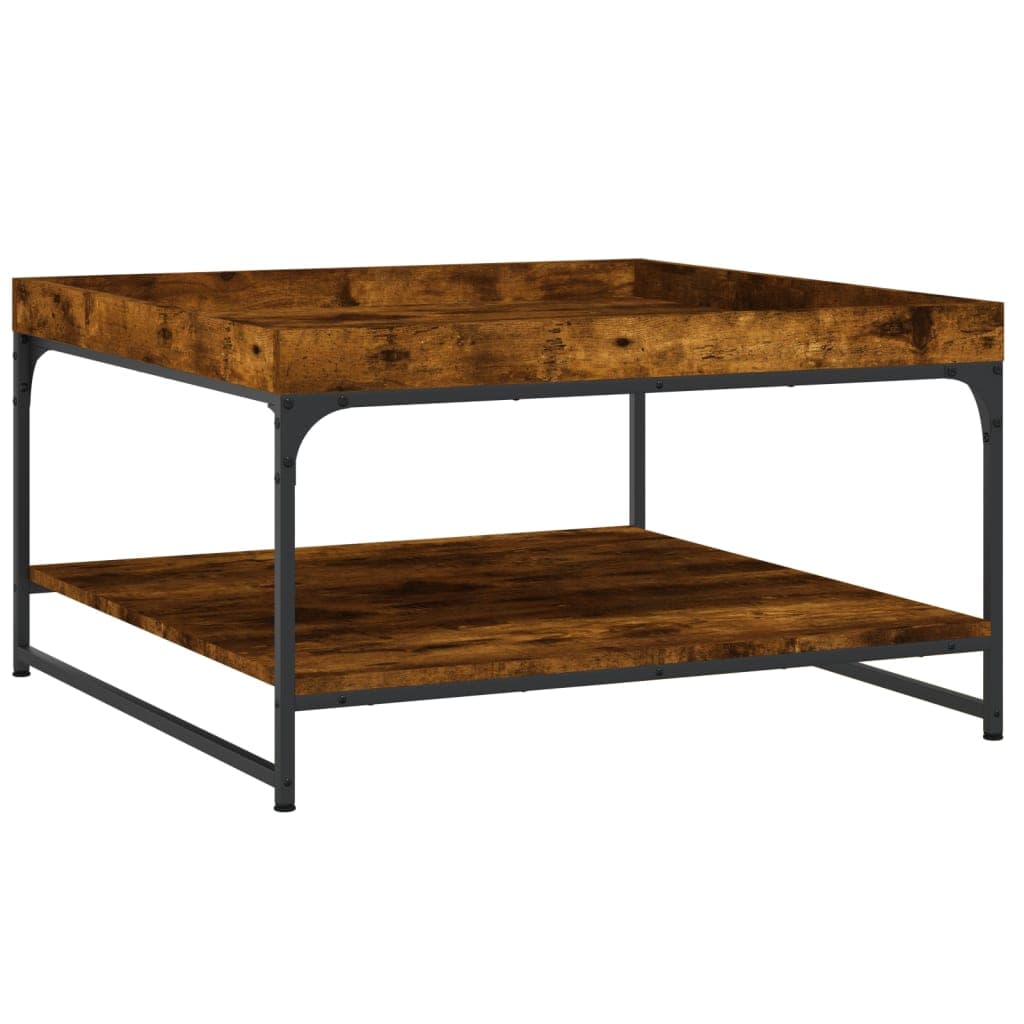 vidaXL Mesa de centro 80x80x45 cm deriv. madeira/ferro carvalho fumado