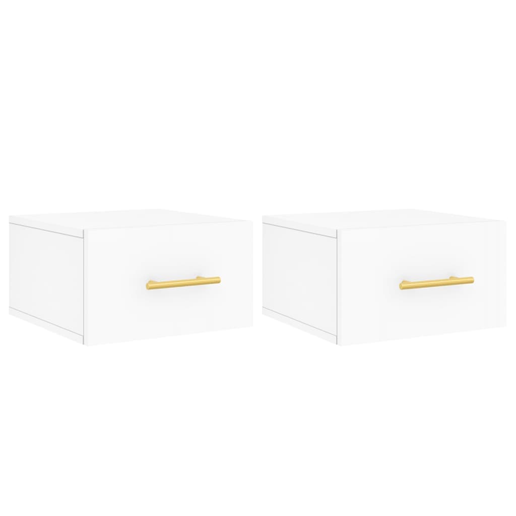 vidaXL Mesas de Cabeceira Montagem na Parede 2 Peças 35x35x20 cm Branco - 36311780