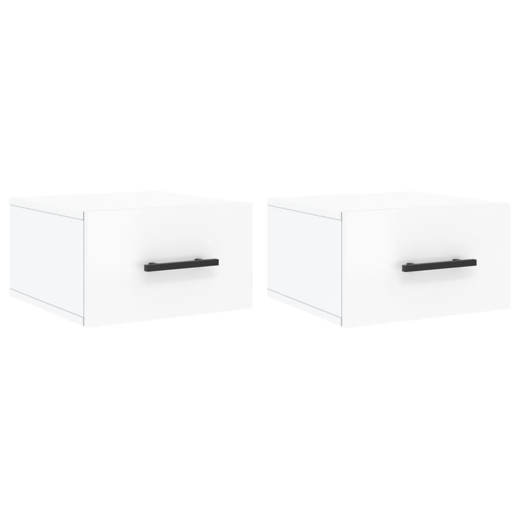 vidaXL Mesas de cabeceira parede 2 pcs 35x35x20 cm branco brilhante