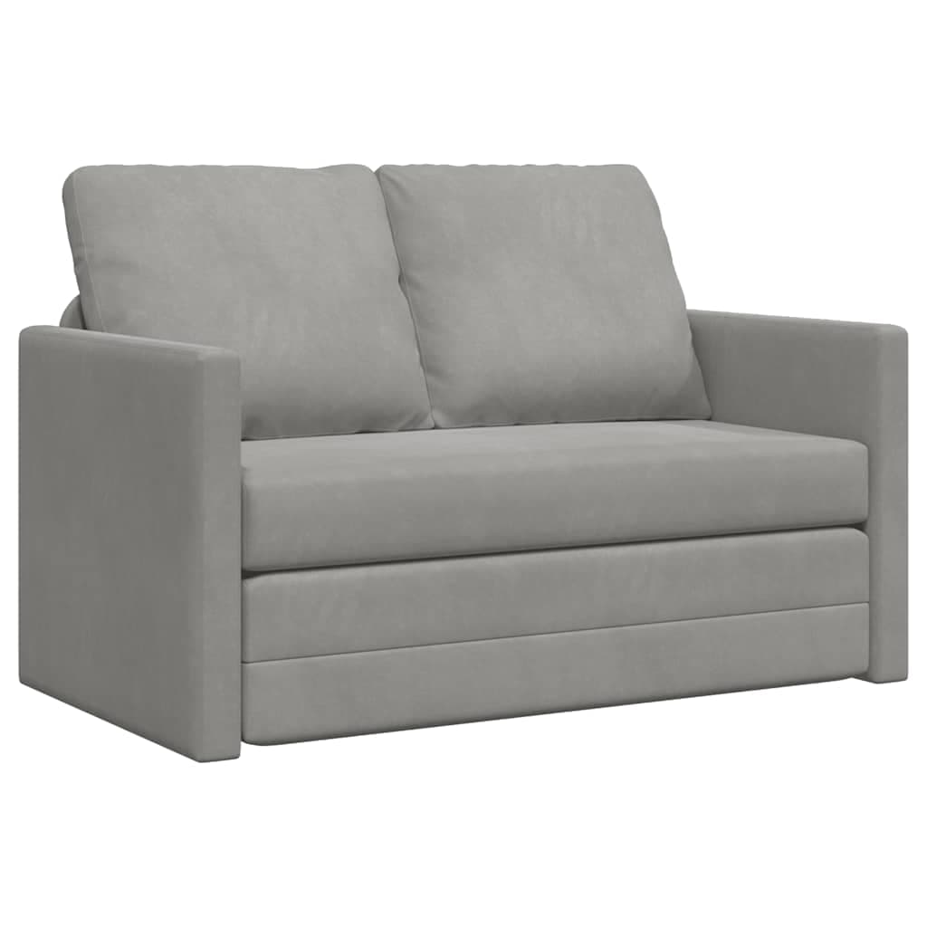 vidaXL Sofá-cama sem pés 122x204x55 cm veludo cinzento-claro