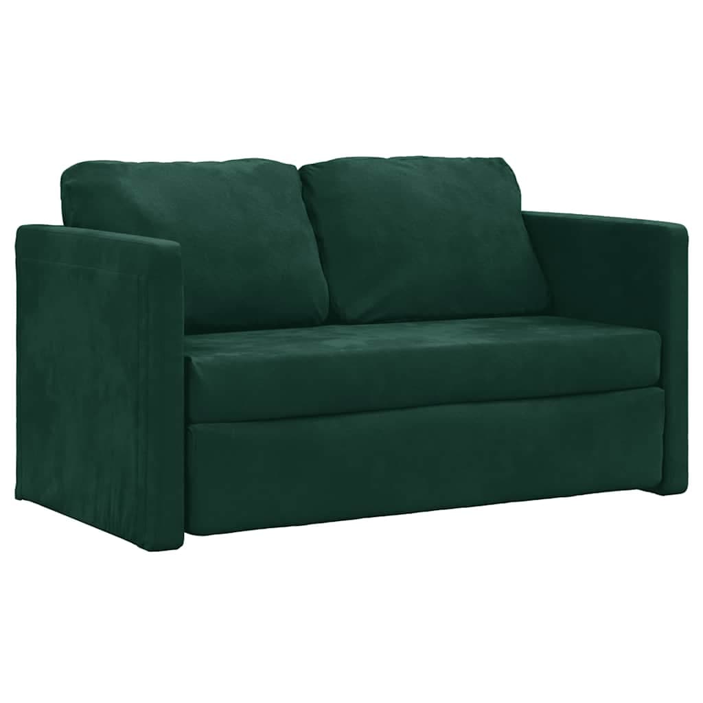 vidaXL Sofá-cama sem pés 122x204x55 cm veludo verde-escuro