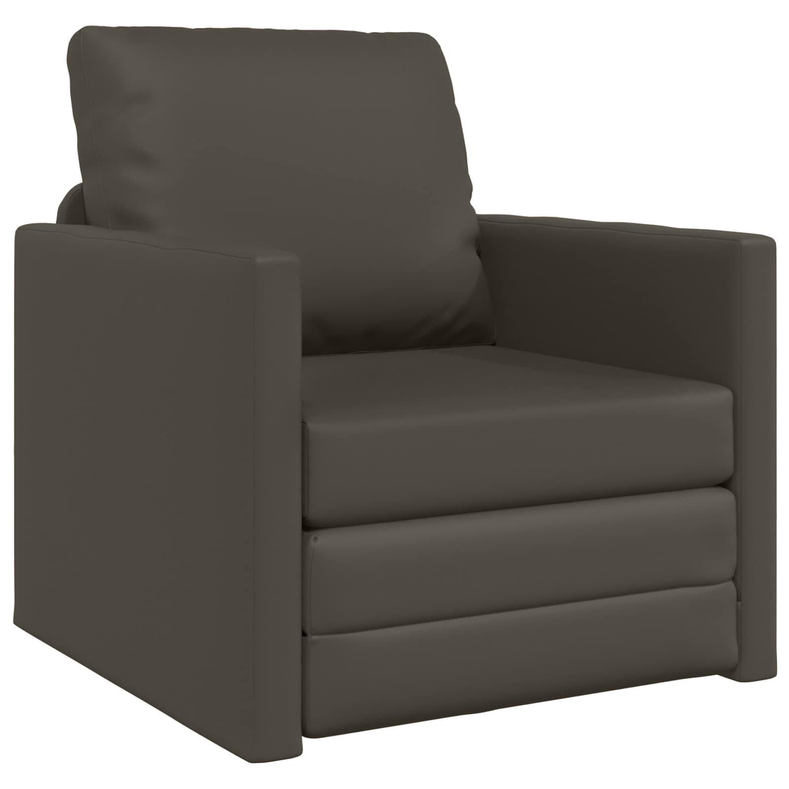 vidaXL Sofá-cama sem pés 112x174x55 cm couro artificial cinzento