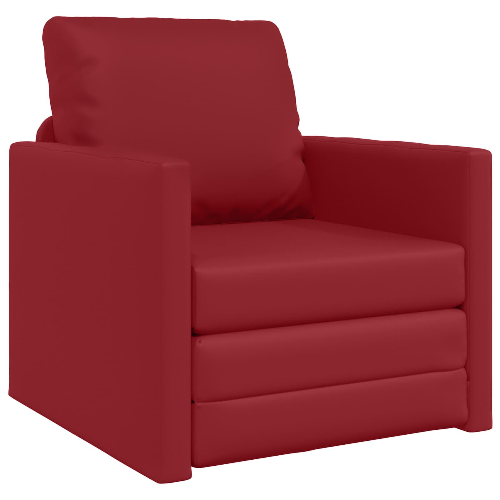 vidaXL Sofá-cama sem pés 112x174x55 cm couro artificial vermelho tinto
