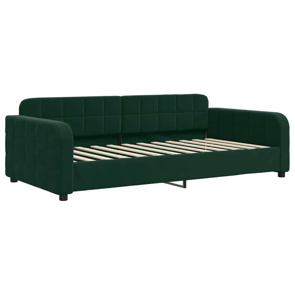 vidaXL Sofá-cama 100x200 cm veludo verde-escuro