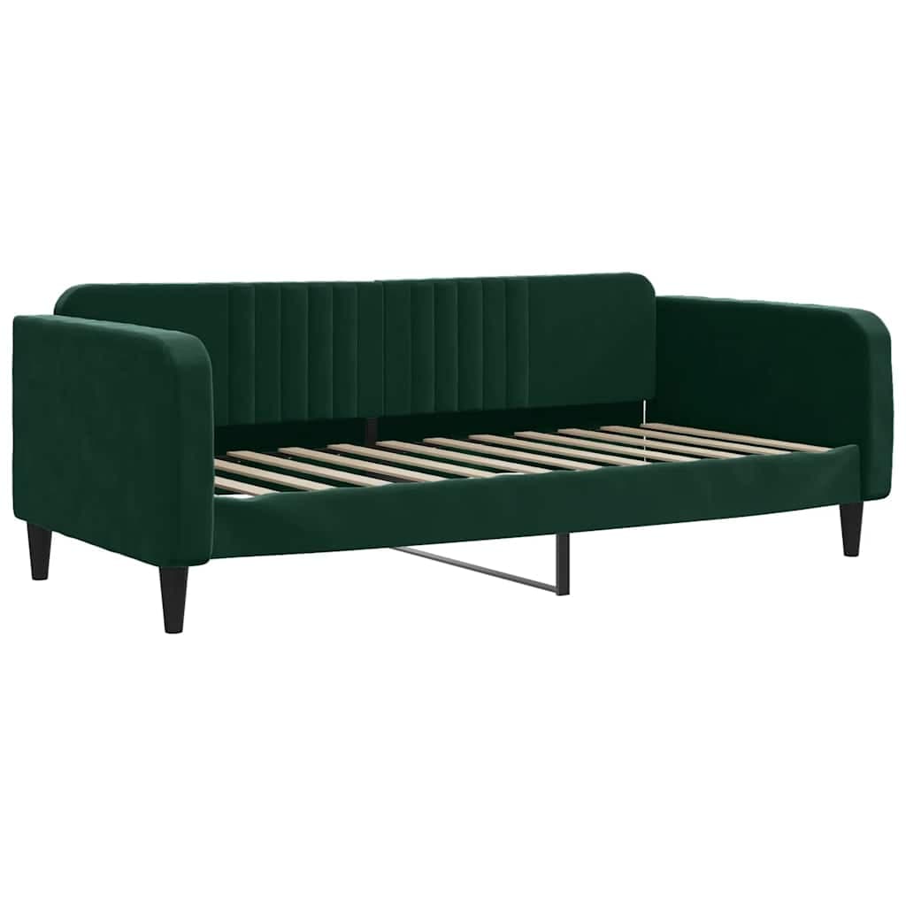 vidaXL Sofá-cama 100x200 cm veludo verde-escuro