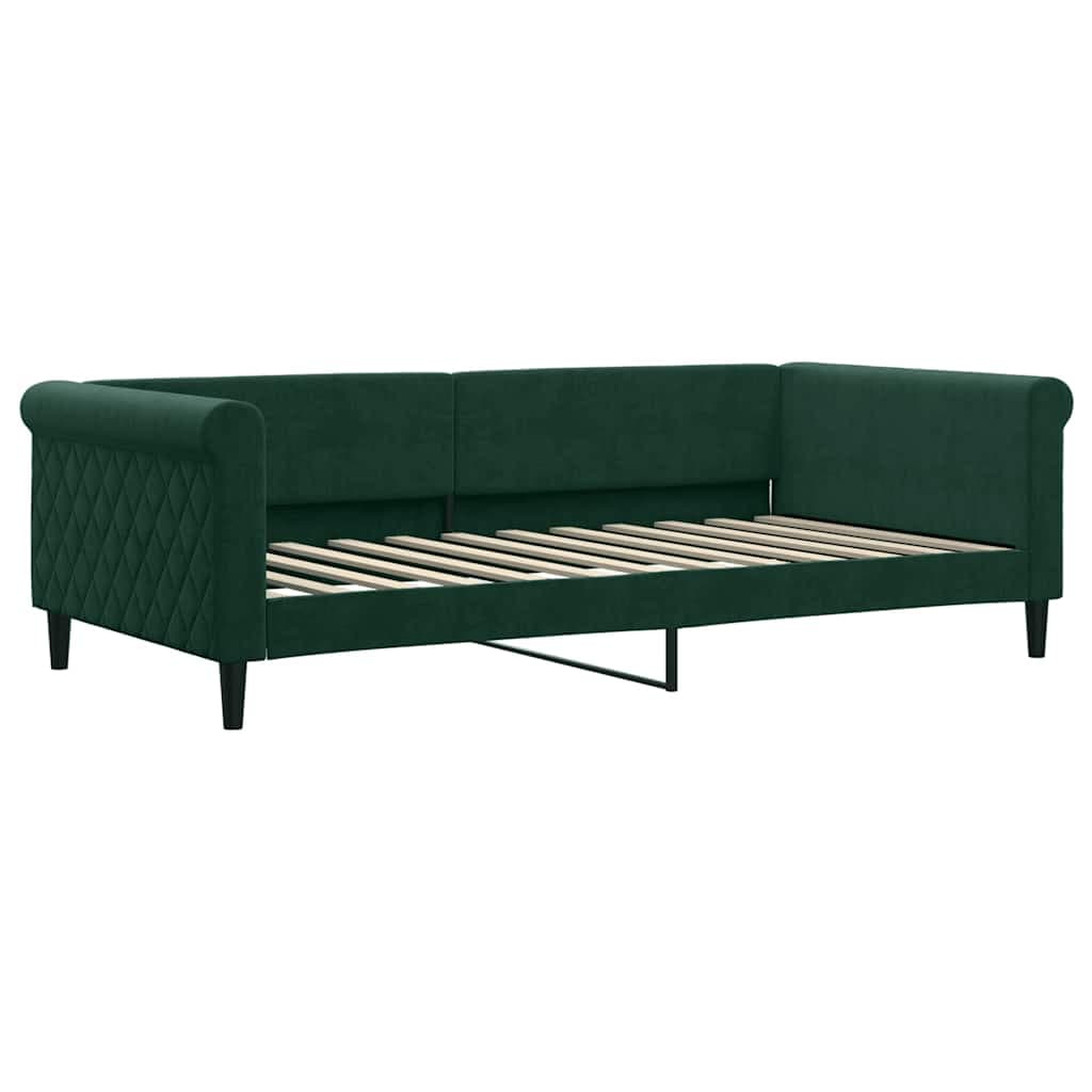 vidaXL Sofá-cama 100x200 cm veludo verde-escuro