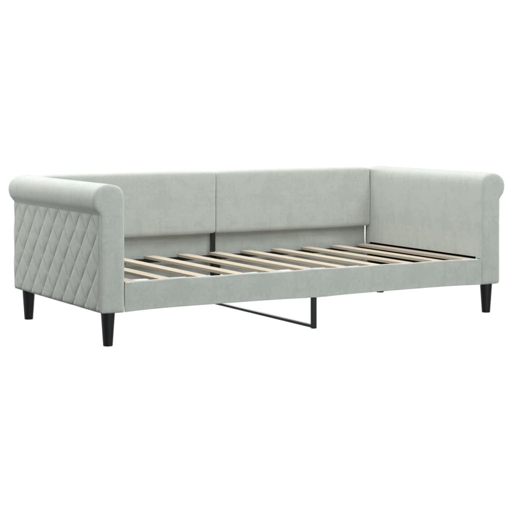 vidaXL Sofá-cama 90x190 cm veludo cinzento-claro