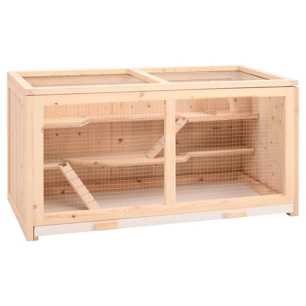 vidaXL Gaiola para hamster 89,5x45x45 cm Madeira maciça de abeto