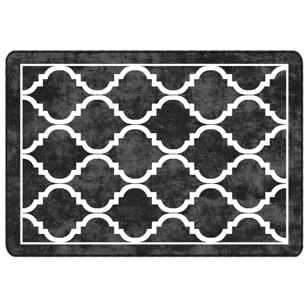vidaXL Tapete lavável 160x230 cm preto e branco