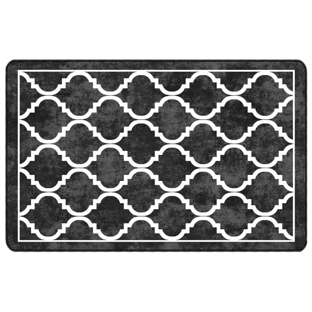Tapete vidaXL Lavável Antiderrapante 190x300 cm Preto e Branco - 1854257138