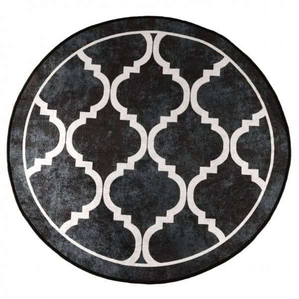 Tapete vidaXL Lavável Antiderrapante 120 cm Preto e Branco - 4265257571