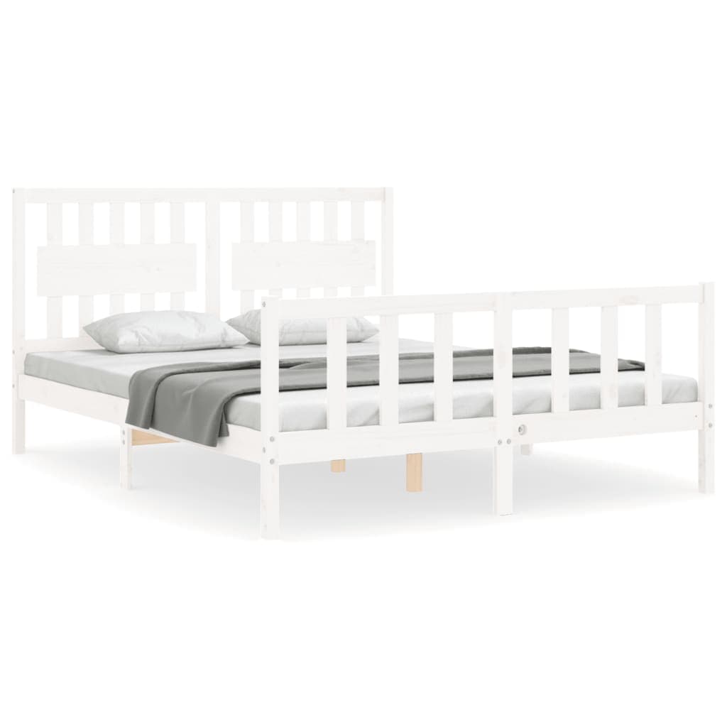 vidaXL Cama sem colchão 160x200 cm madeira de pinho maciça branco