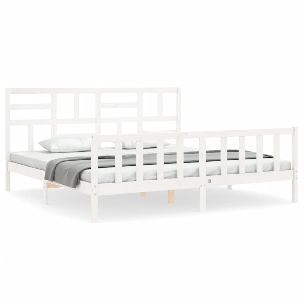 vidaXL Estrutura cama Super King Size c/ cabeceira madeira branco