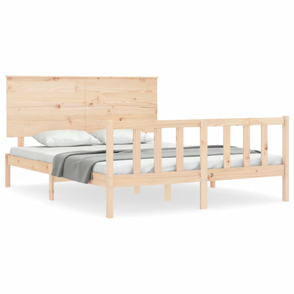 vidaXL Estrutura de cama King Size com cabeceira madeira maciça