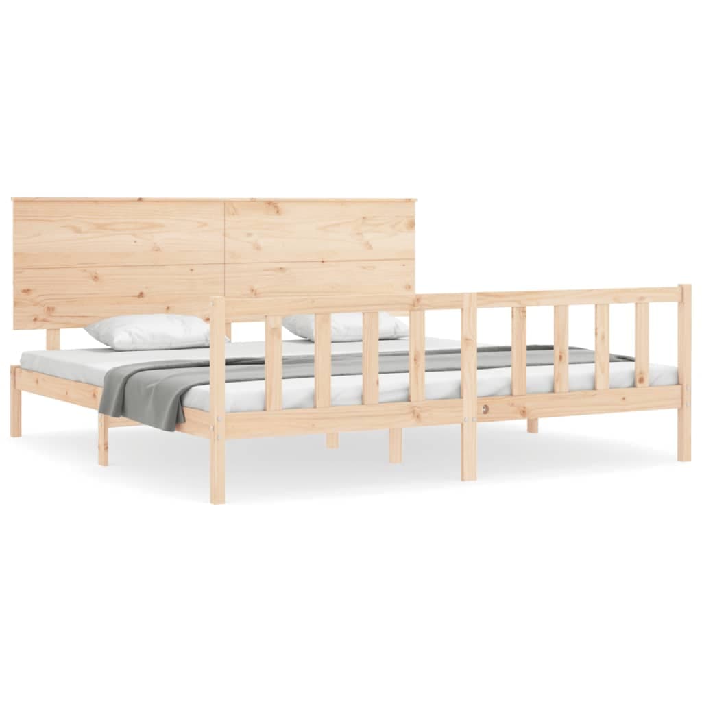 vidaXL Estrutura de Cama Super King Size com Cabeceira Madeira Maciça - 1894757384