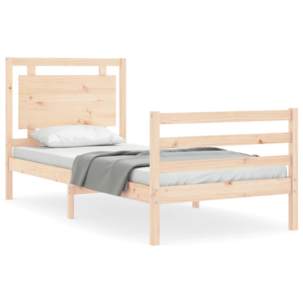 vidaXL Estrutura de Cama com Cabeceira 100x200 cm Madeira Maciça - 153240971
