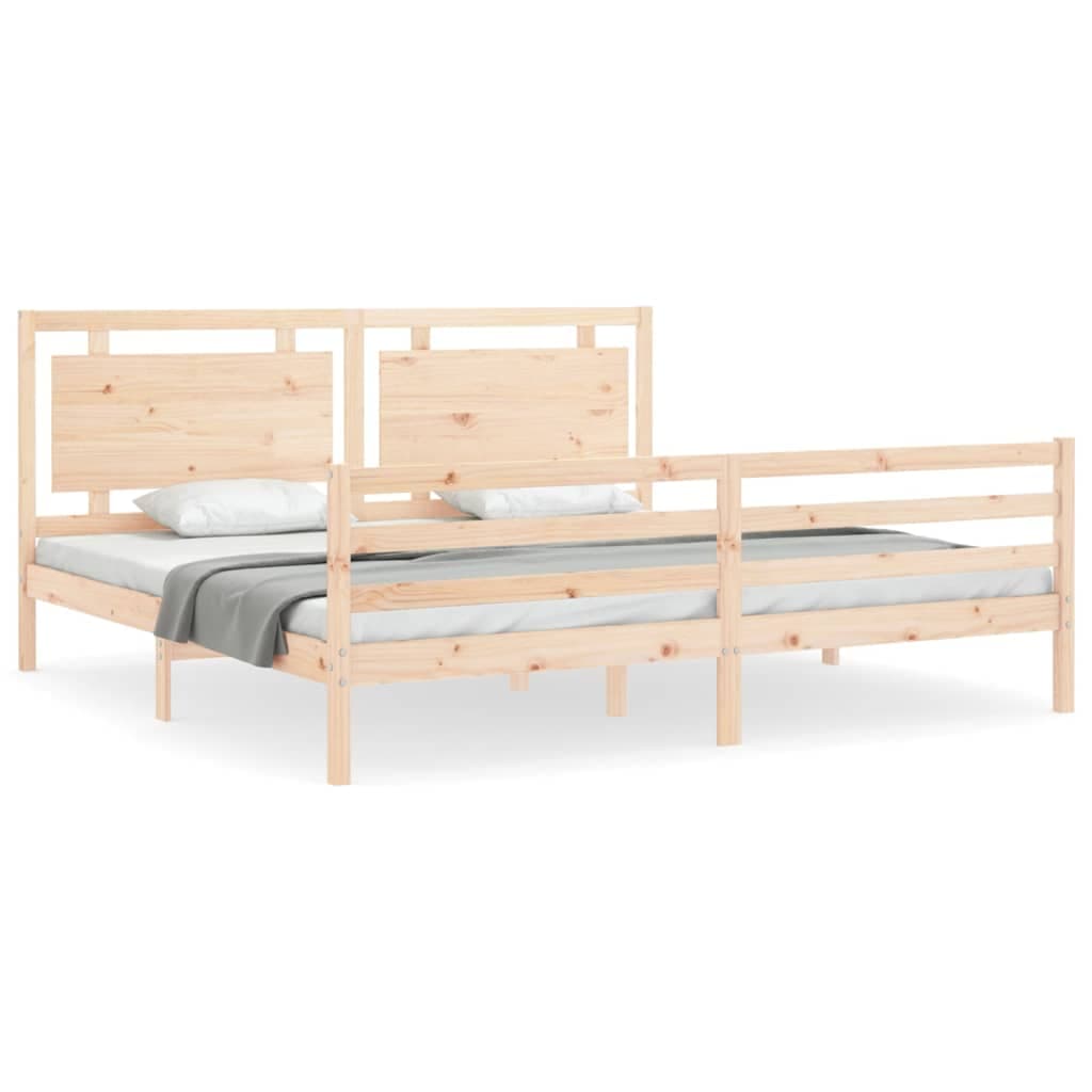 vidaXL Estrutura de cama com cabeceira 200x200 cm madeira maciça