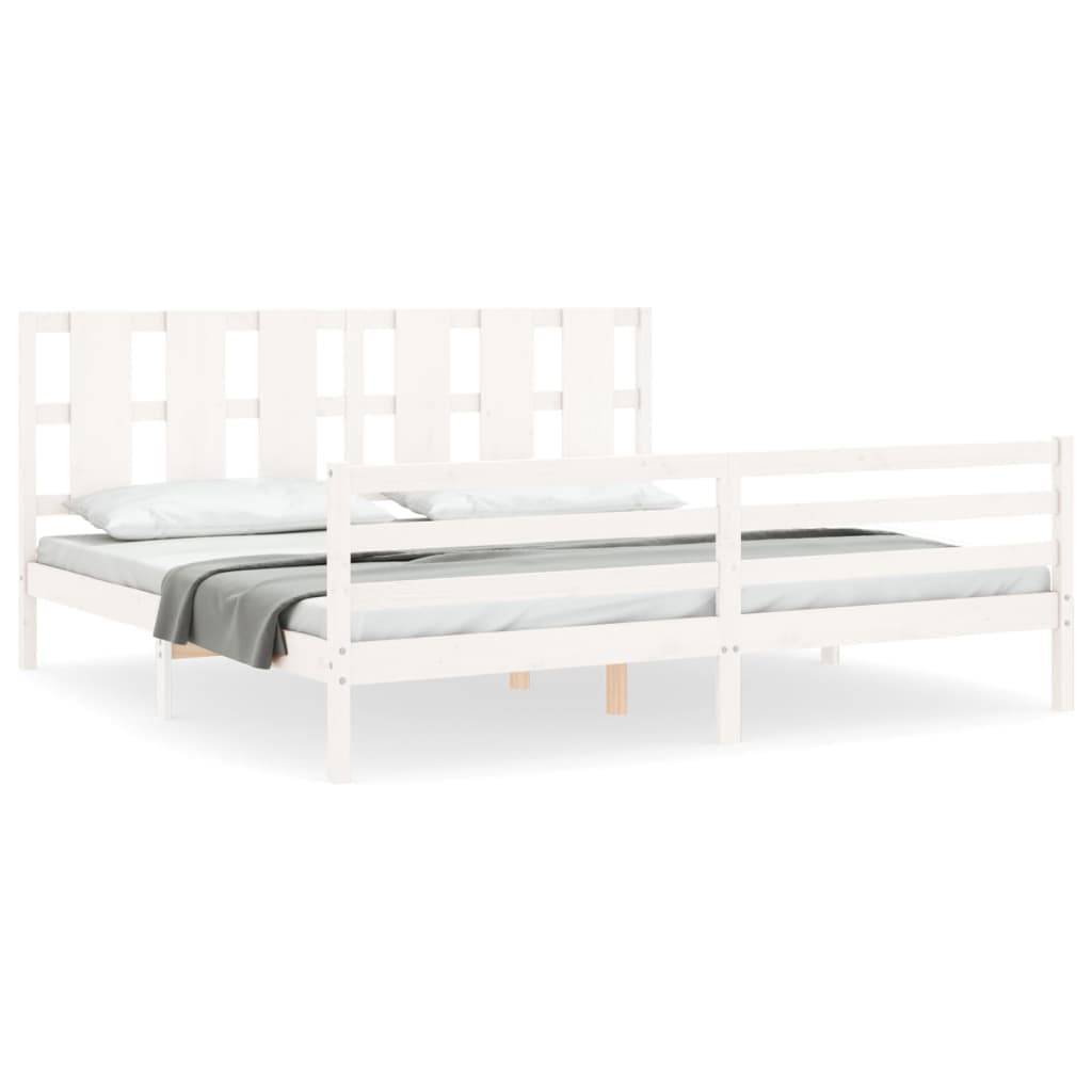 vidaXL Estrutura cama Super King Size c/ cabeceira madeira branco