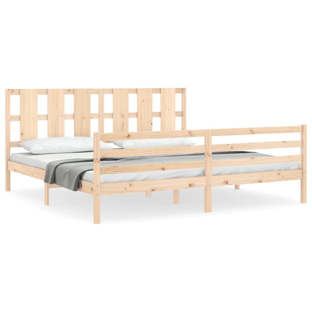 vidaXL Estrutura de cama com cabeceira 200x200 cm madeira maciça