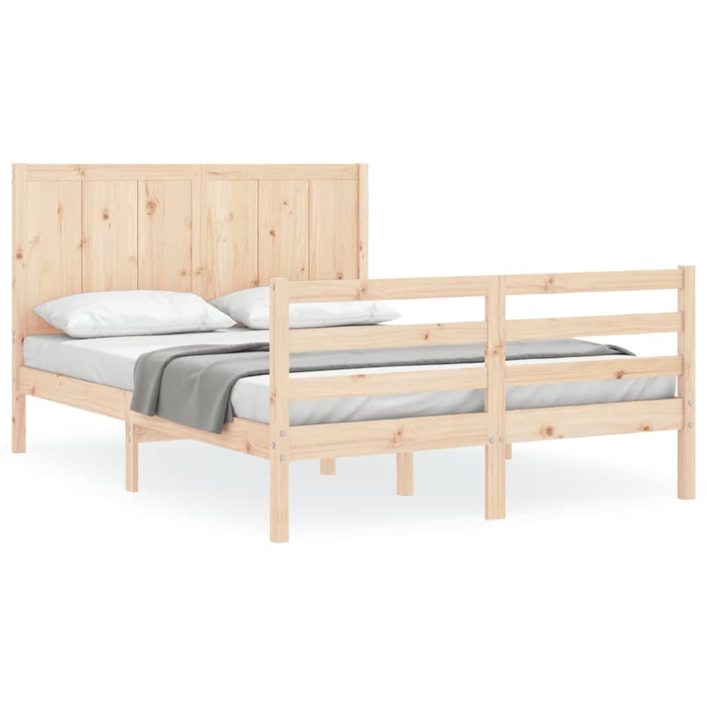 vidaXL Estrutura de cama King Size com cabeceira madeira maciça