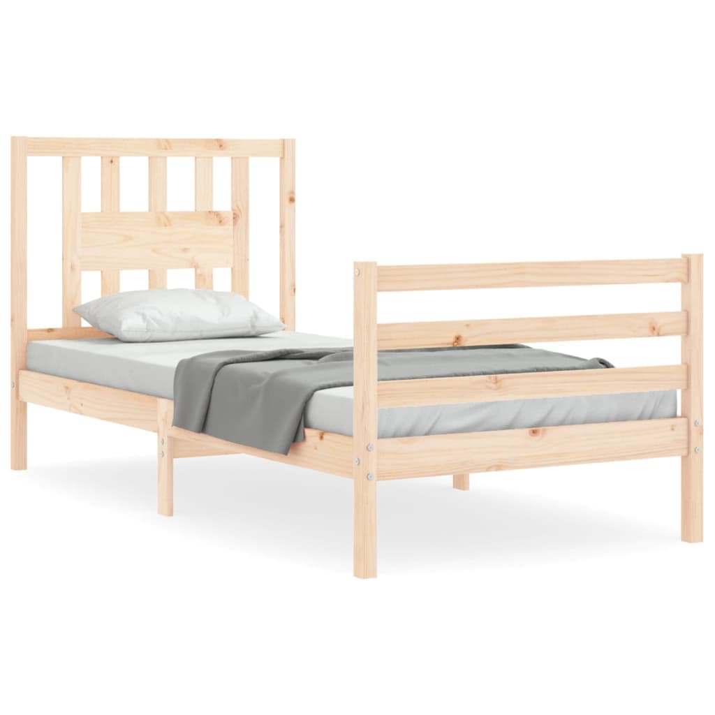vidaXL Estrutura de cama com cabeceira 90x200 cm madeira maciça