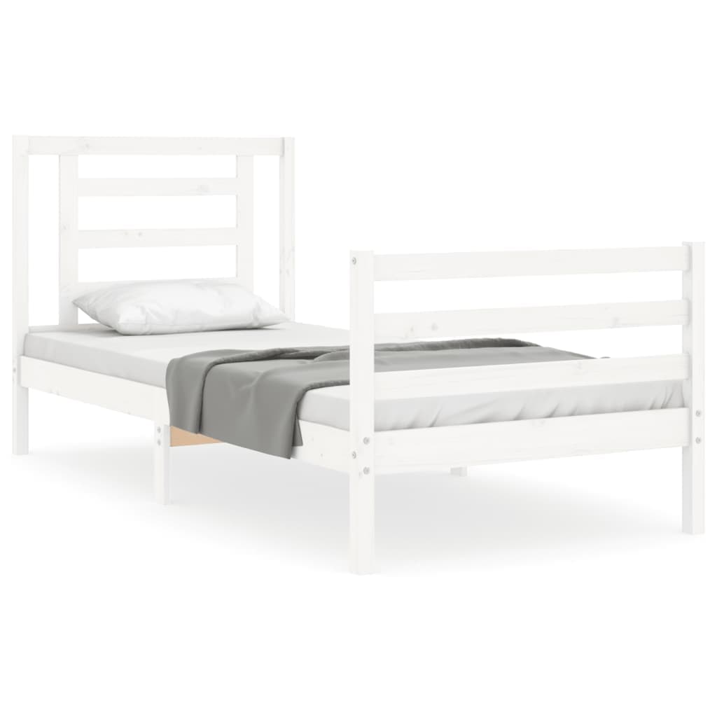 vidaXL Estrutura de cama com cabeceira 90x200 cm madeira maciça