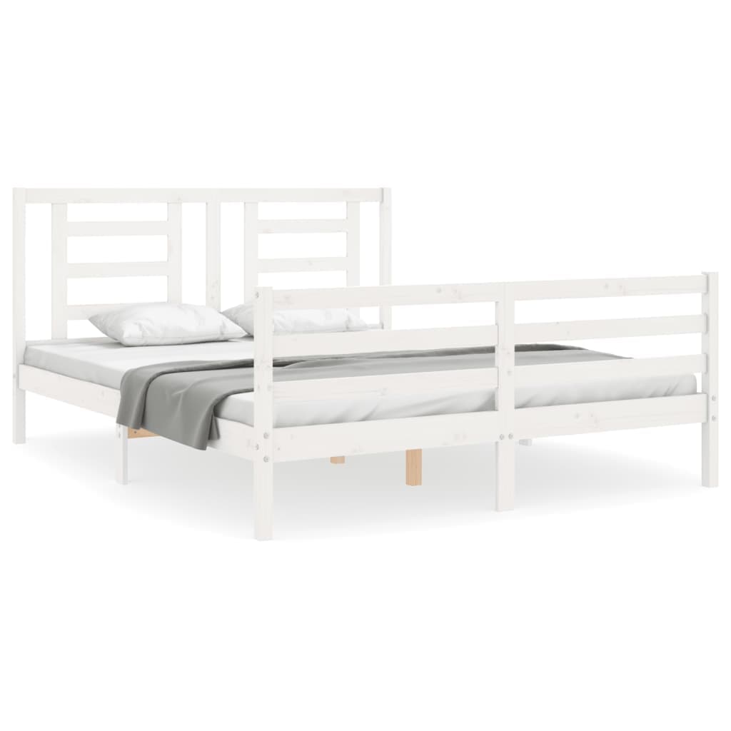 vidaXL Estrutura de cama com cabeceira 160x200 cm madeira maciça