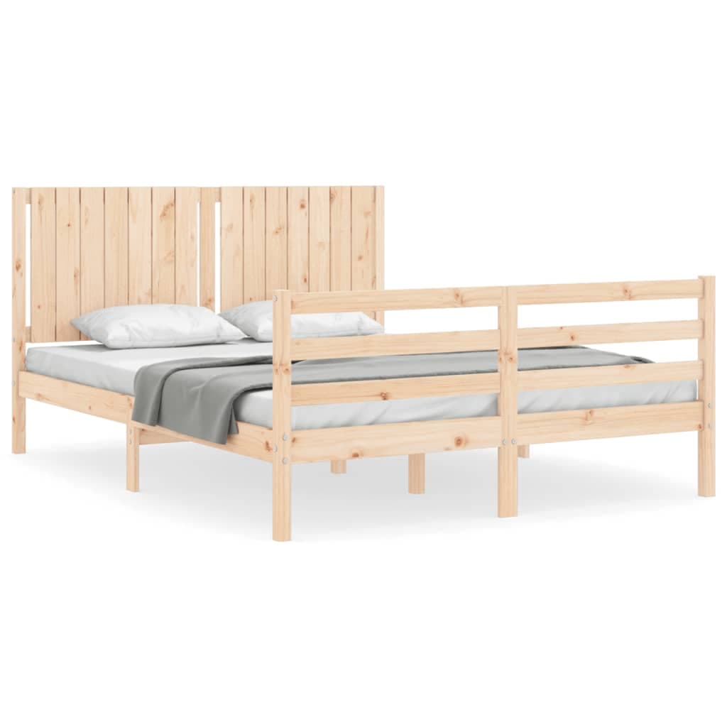 vidaXL Estrutura de cama com cabeceira 160x200 cm madeira maciça