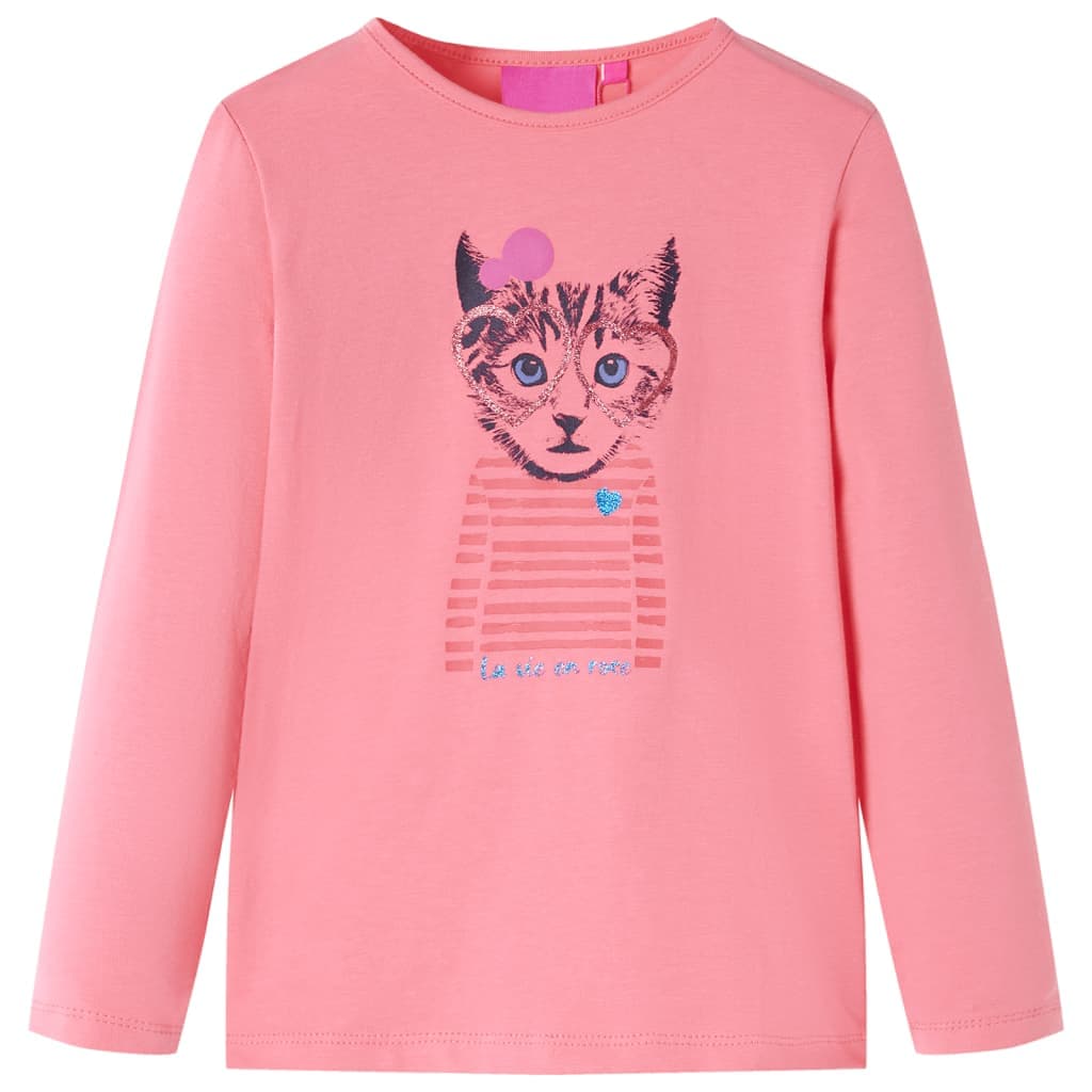 T-shirt de manga comprida para criança rosa 116