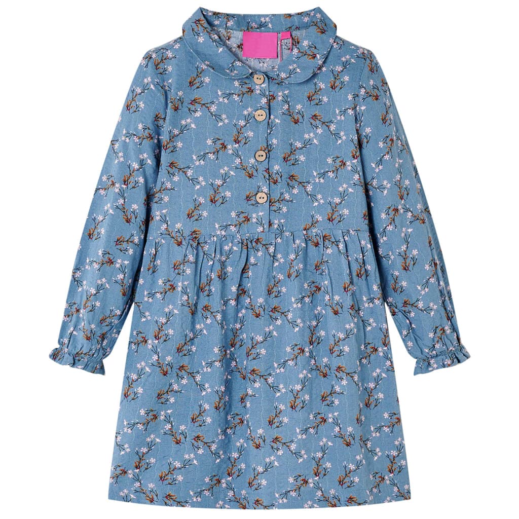 Vestido de manga comprida para criança azul-petróleo 128