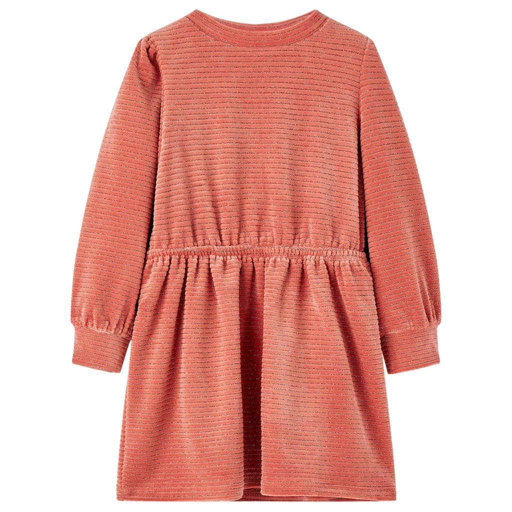 Vestido de manga comprida p/ criança rosa-médio 104
