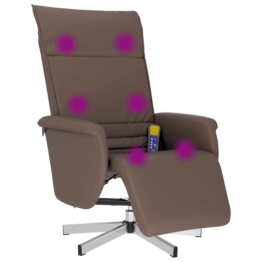 vidaXL Poltrona massagens reclinável c/ apoio pés couro art. castanho